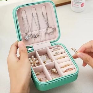 Mini Jewelry Box jewelry Organizer Travel Small Storage Case Box -Tiffany Blue